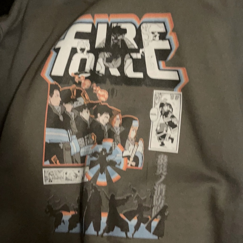 This is a CREWNECK grey “fire force” anime